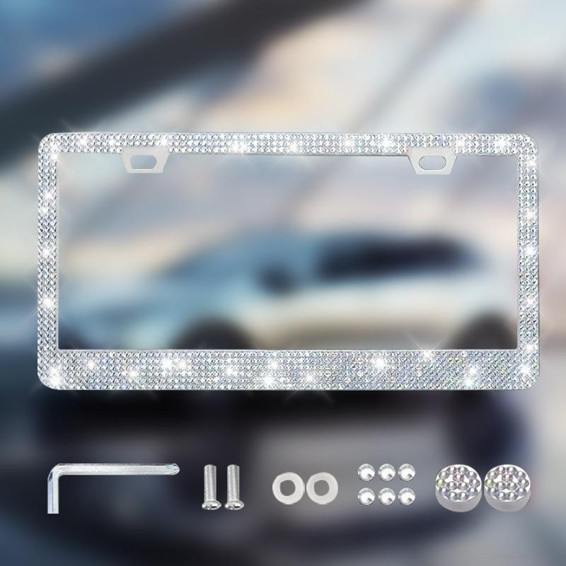 NEW 1/2PCS 31*16cm Bling Crystal License Plate Frame Women Rhinestone Car License Plate Frame Cover Holder Car Accessories