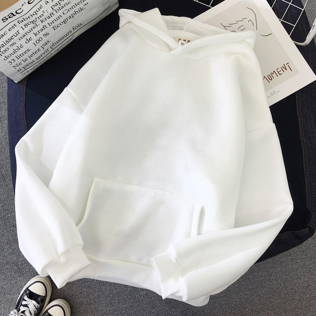 Women's Loose Solid Color Hooded Sweatshirt Jacket