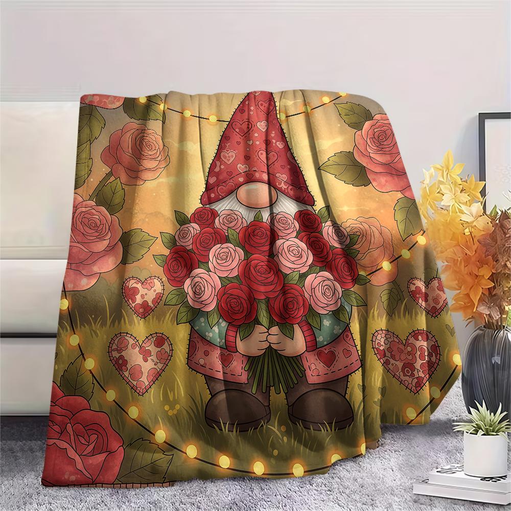 1 Stück Valentinstag Druck Flanelldecke, Hohe Qualität, Bequem für Alle Jahreszeiten, Heimdekoration, Perfekt für Weihnachten, Geburtstagsgeschenk