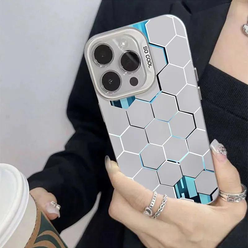 2026 Luxury Honeycomb Cube Cyberpunk For iPhone Case 16 15 14 13 12 11 Pro XR XS Max 7 8 Plus Phone Shockproof Soft Cover