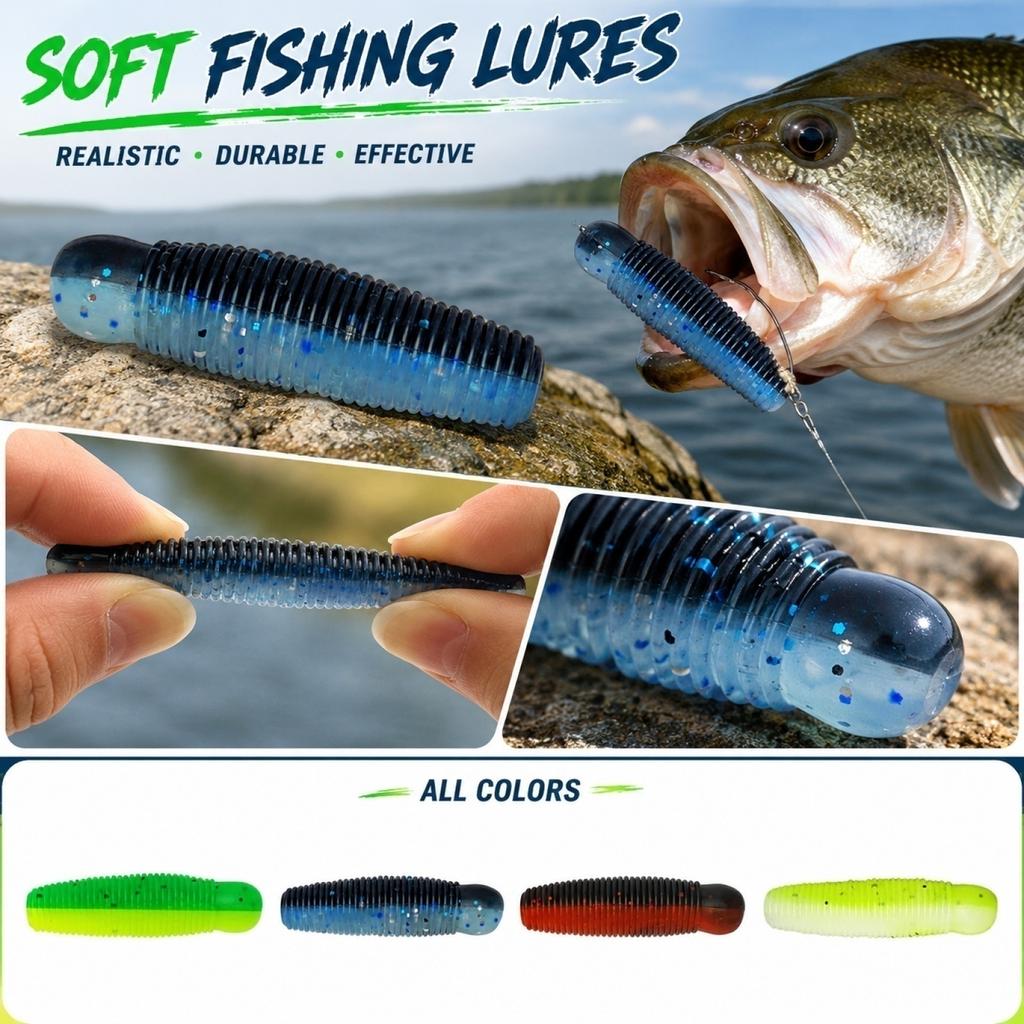 Soft Plastic Fishing Lure 4cm Salt-Infused Worm Bait for Outdoor Freshwater Fishing Bass Pike Blackfish Lure