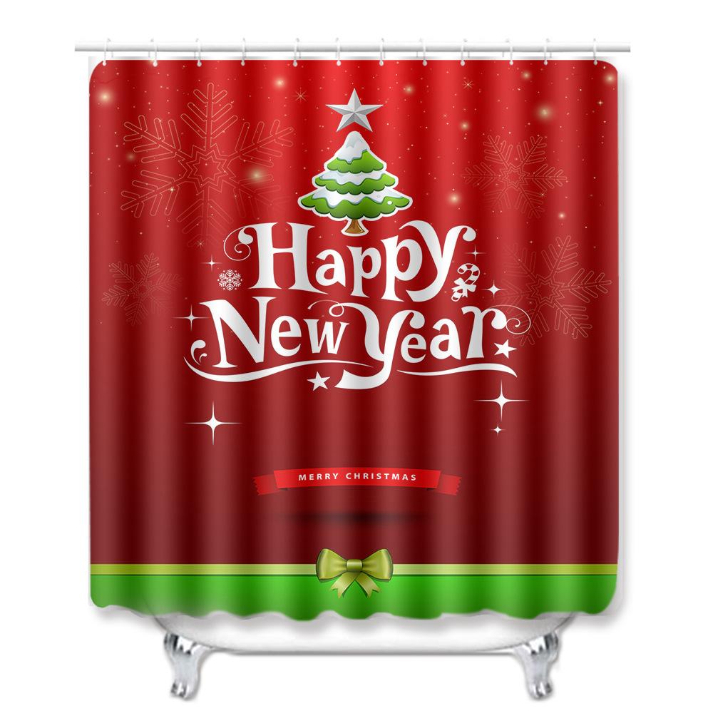 Christmas Home Door Mat Bathroom Shower Curtain Floor Mat Combination Four-Piece Set Bedroom Living Room Carpet