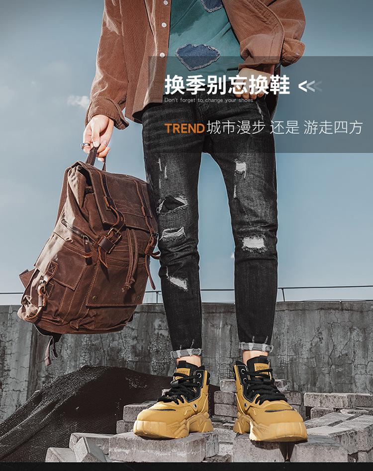 2024 winter new high-top shoes men's construction site big yellow boots outdoor retro heightening tooling Martin boots thick-soled trendy shoes