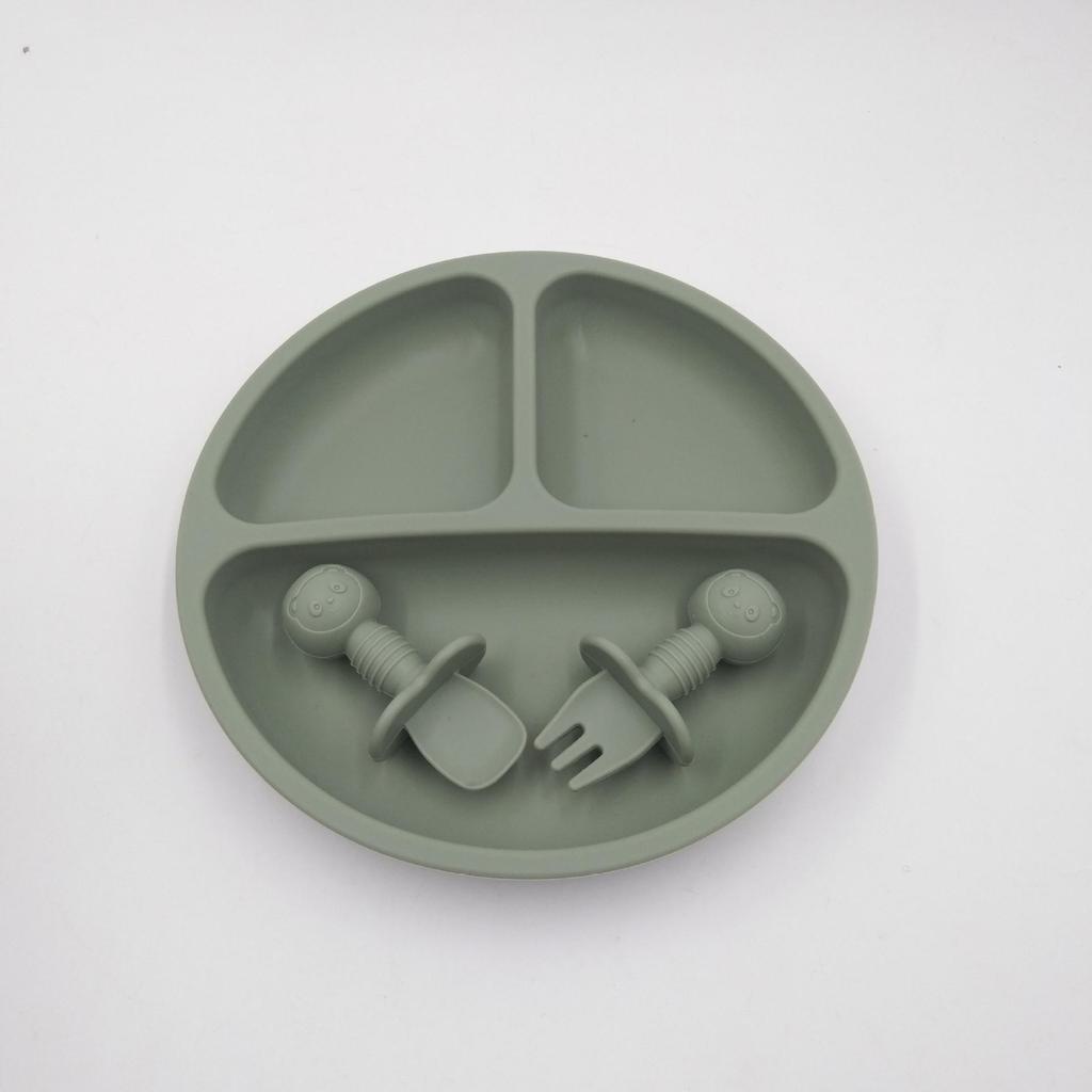In-Stock Baby Silicone Meal Tray with Suction Cup - Compartmented Tableware
