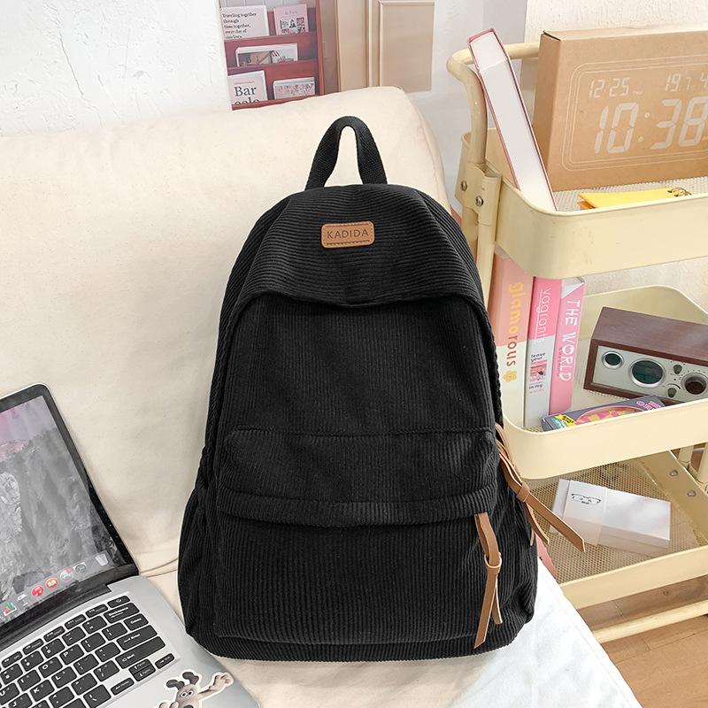 Schoolbag New Autumn and Winter Corduroy Backpack Fashion New Korean Backpack Male and Female Student Bag Lightweight Versatile Bag