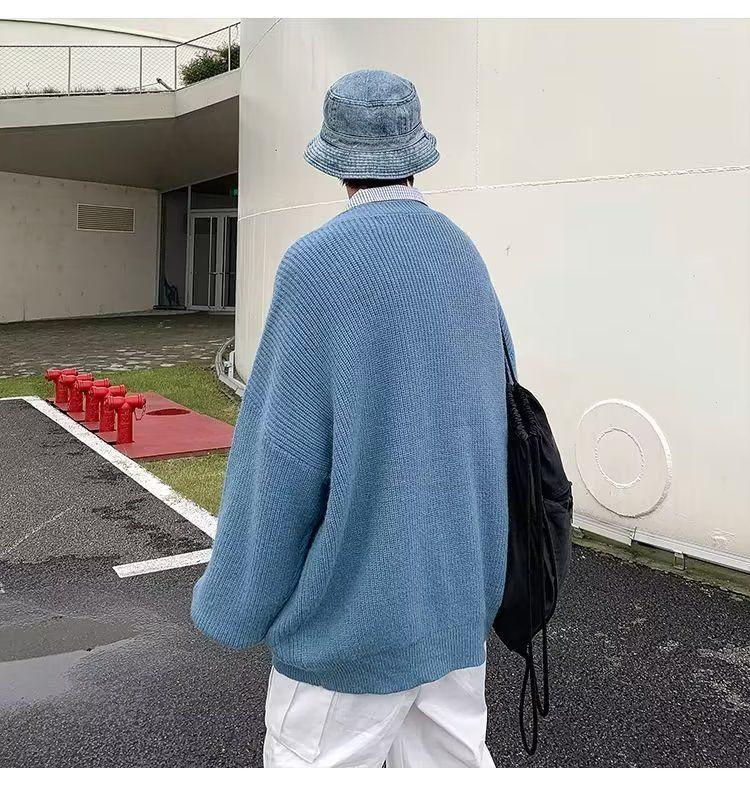 Korean V-Neck Cardigan: Trendy Men's Knitwear for 2025 Autumn/Winter - Hong Kong Ins Style