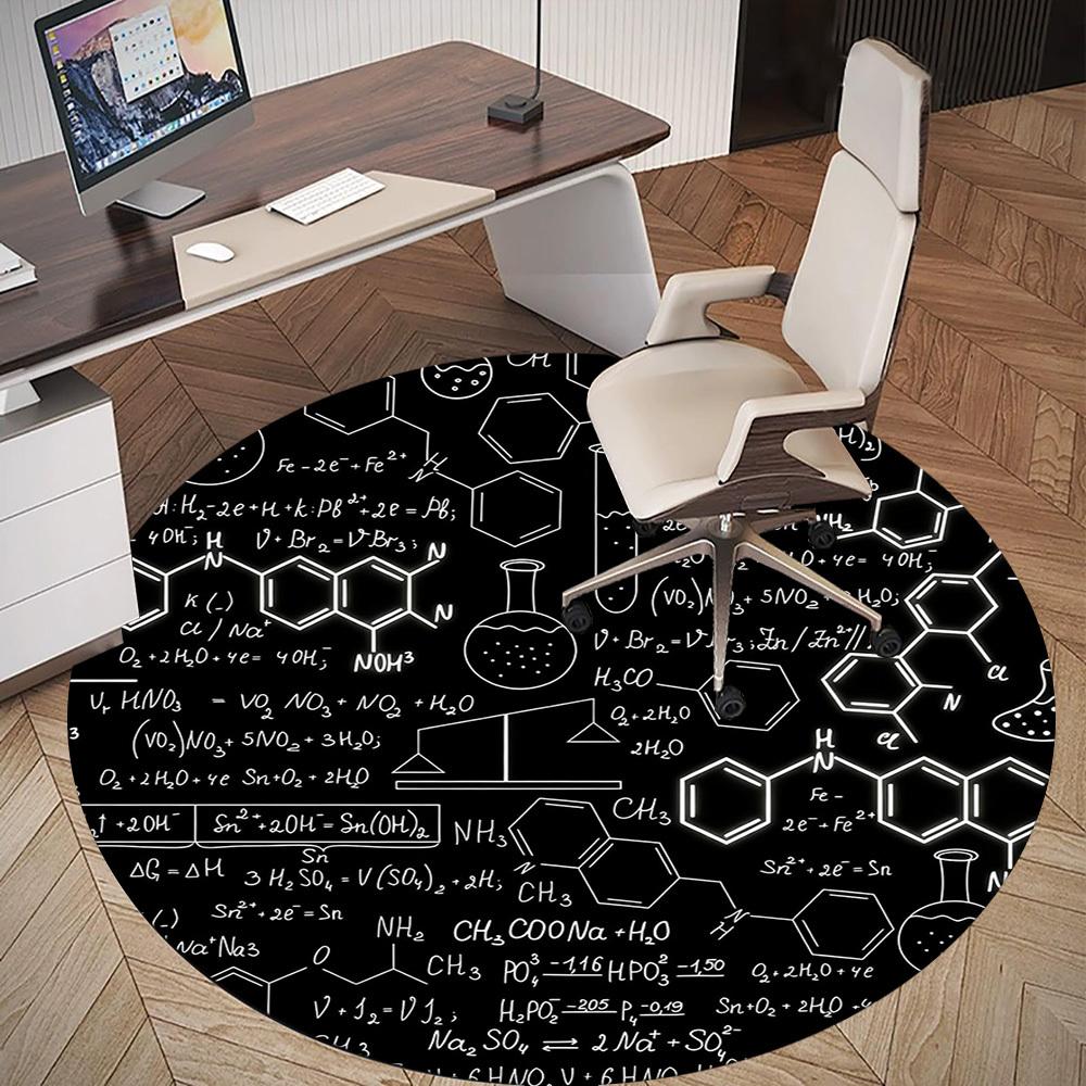 1pc Chemistry Science Round Chair mat office Area Rug - Non-Slip, Floor Mat for Office, Bedroom, and Indoor Decor p127290