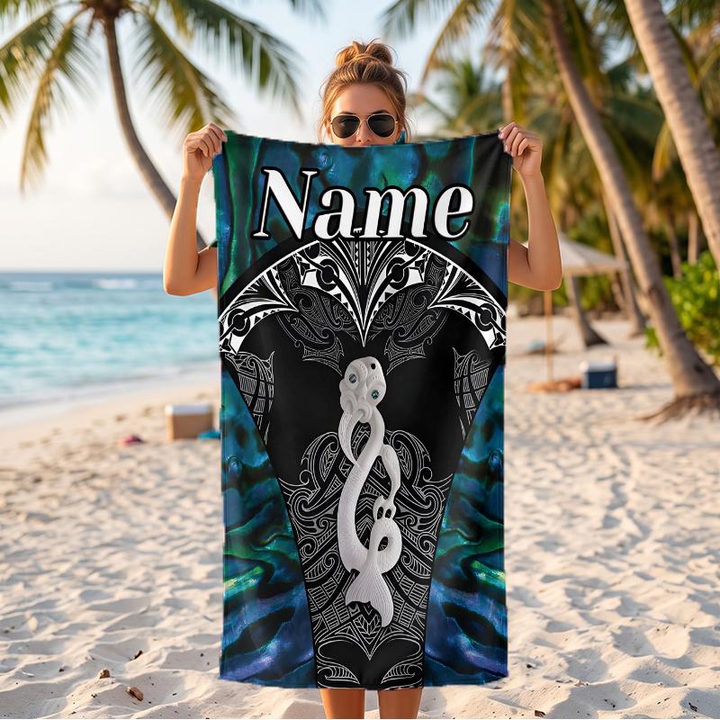 New Zealand Paua (1) Custom Name Beach Towel Large Towel for Beach Pool Swimming Vacation Travel Gift
