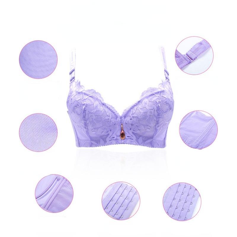 Large Size Bra, Lace, Breathable, Gathered and Adjustable Women's Underwear, with A Thin Bra for The Collection of Side Breasts