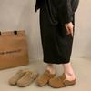 Half tray femininity autumn round head Birkenstocks versatile ugly cute bag head half slippers  casual one pedal
