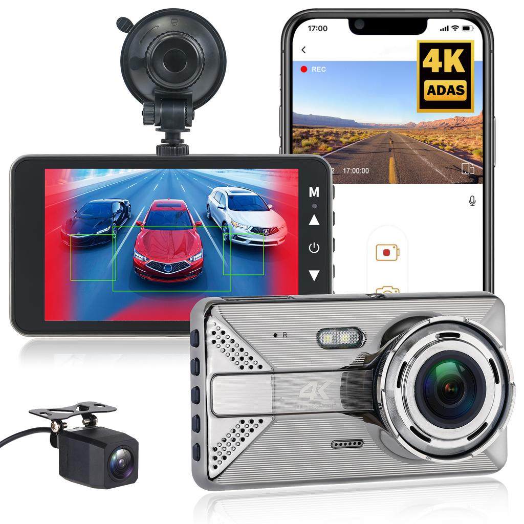 4K High-Definition-Fahrtenrekorder WIFI Drahtlose Mobiltelefonverbindung Auto Dual Lens 4-Zoll-Recorder