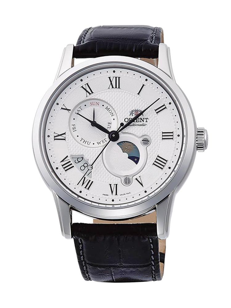 The Orient Men's Mechanical Watch Features An Automatic Mechanical Stainless Steel Case And Leather Strap, RA-AK0008S10B