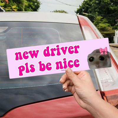 Sad Cat Bestie Driver Please Be Nice Sticker Funny Meme Stickerself Adhesive Learner Driver Sticker Car Accessories 1/10Pcs