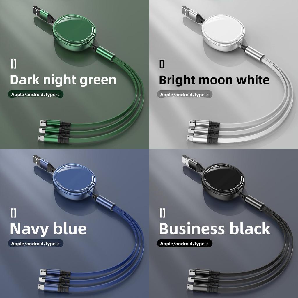 Universal 100w Fast Charging Data Cable With Threeinone Connectors For Huawei Apple Android Devices