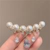 Elegant White Imitation Pearl Brooches For Women Gold Color Luxury Waterdrop Zircon Tassel Safety Pins Clothes Badges Jewelry