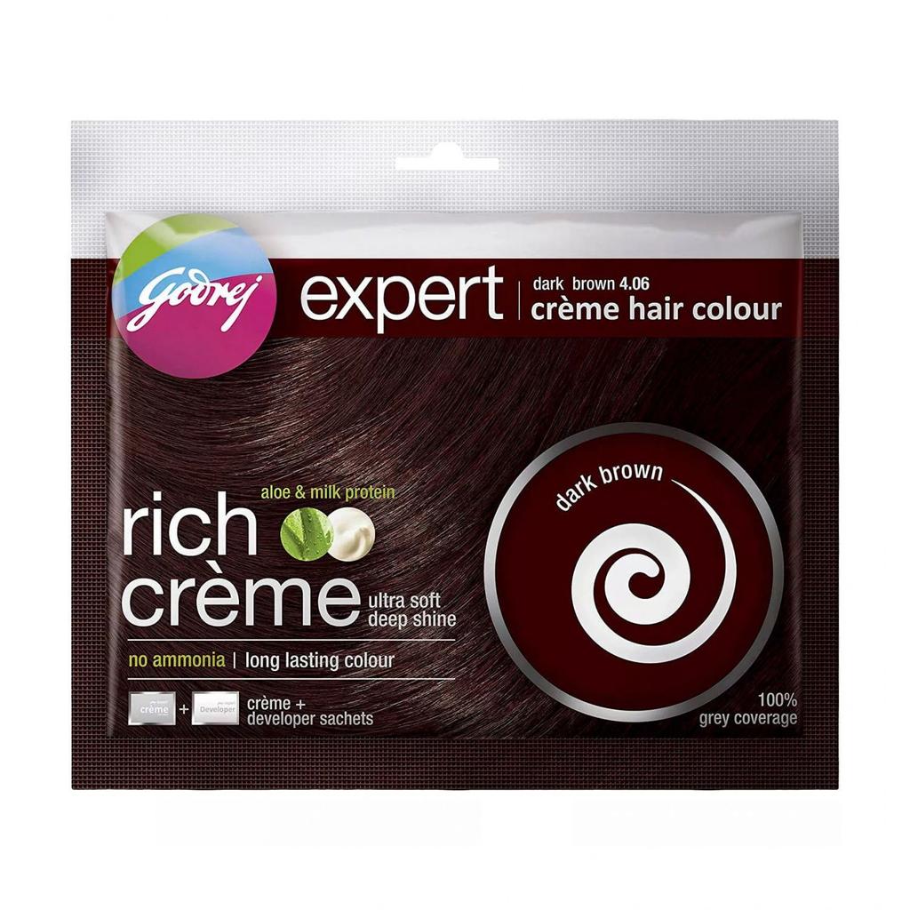 Krémová barva na vlasy, tmavě hnědá (40 g), Expert Creme Hair Color Dark Brown, Godrej