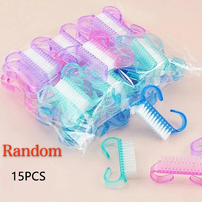 Plastic Nail Brushes Mix Color Nail Hand Scrubbing Cleaning Brush Dust Cleaner Nail Art Manicure Soft Remover Tools