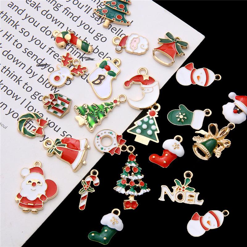 Christmas Style Alloy Drop Oil Pendants: DIY Charms & Mixed Ornaments