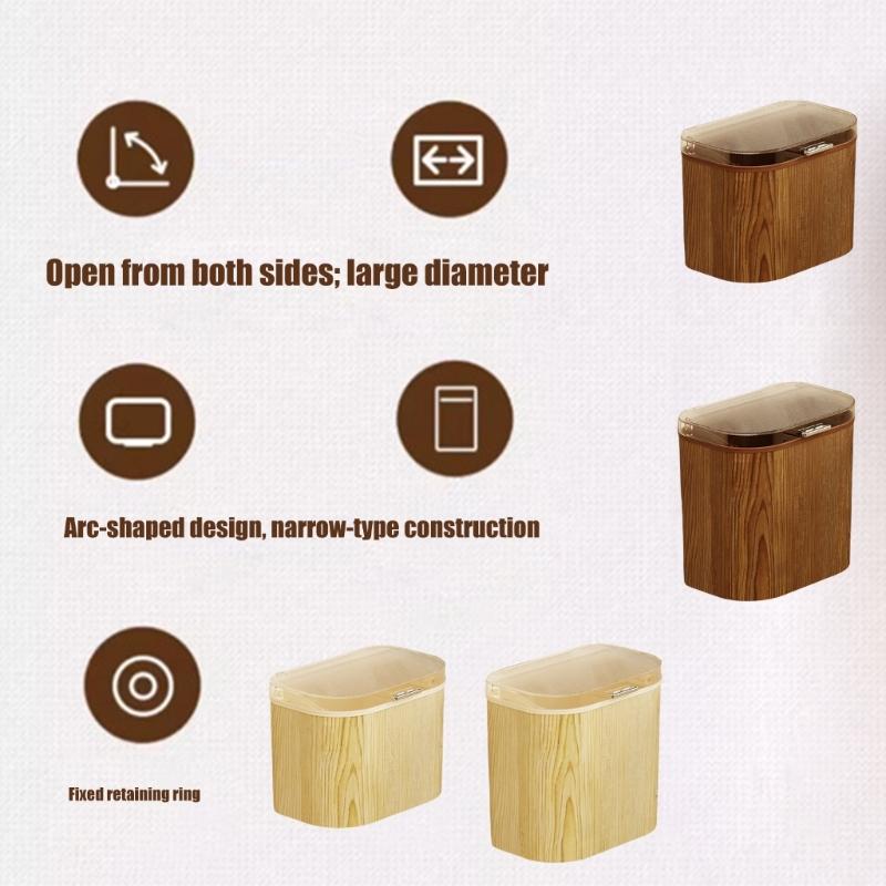 Wall Door Mounted Press Lid Trash Can for Homes Kitchen Bathroom and Living Room Space Saving Design Sealed Odor Proof