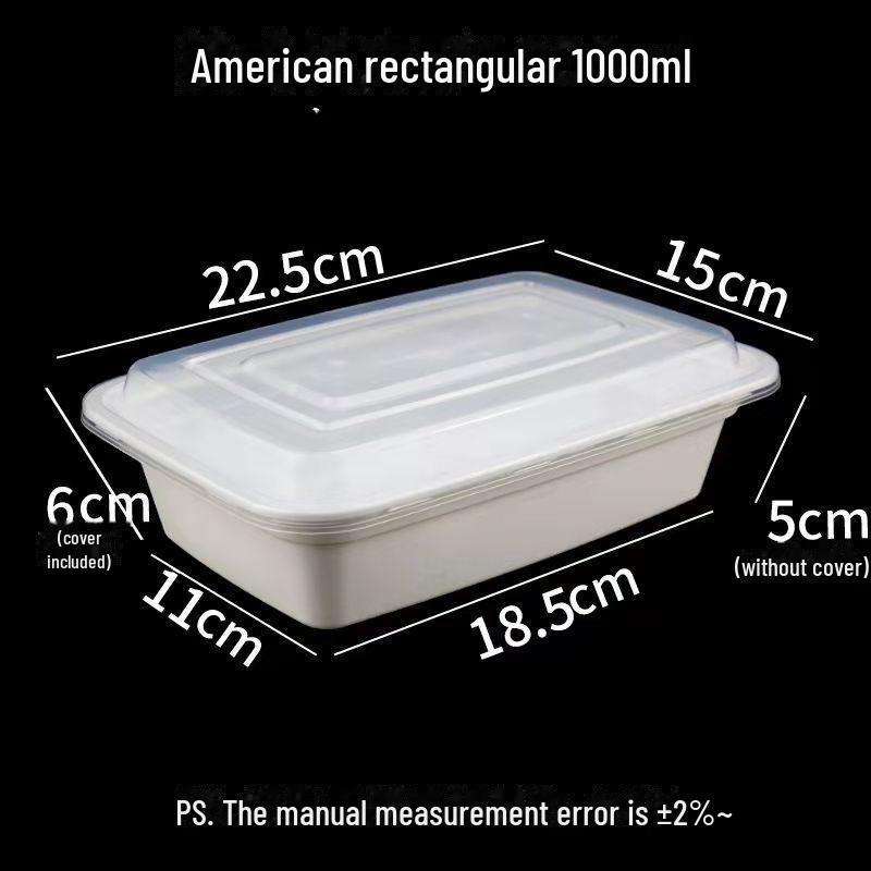 American Rectangular PP Disposable Lunch Box with Lid, Food Grade, Thickened for Takeaway