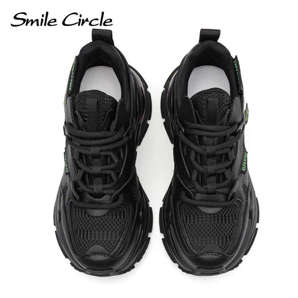 Klobige Sneakers für Damen, flache Plateau-Sneaker, Schnürung, lässige runde Zehen-Sneaker, Damenschuhe, Sneaker