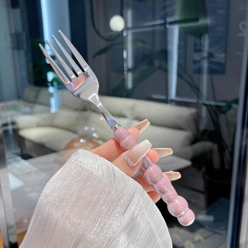 Pearl Handle Fork for Dessert Household Steak Stainless Steel Forks Salad Forks Dessert Pasta Fork Kitchen Accessories Gadgets