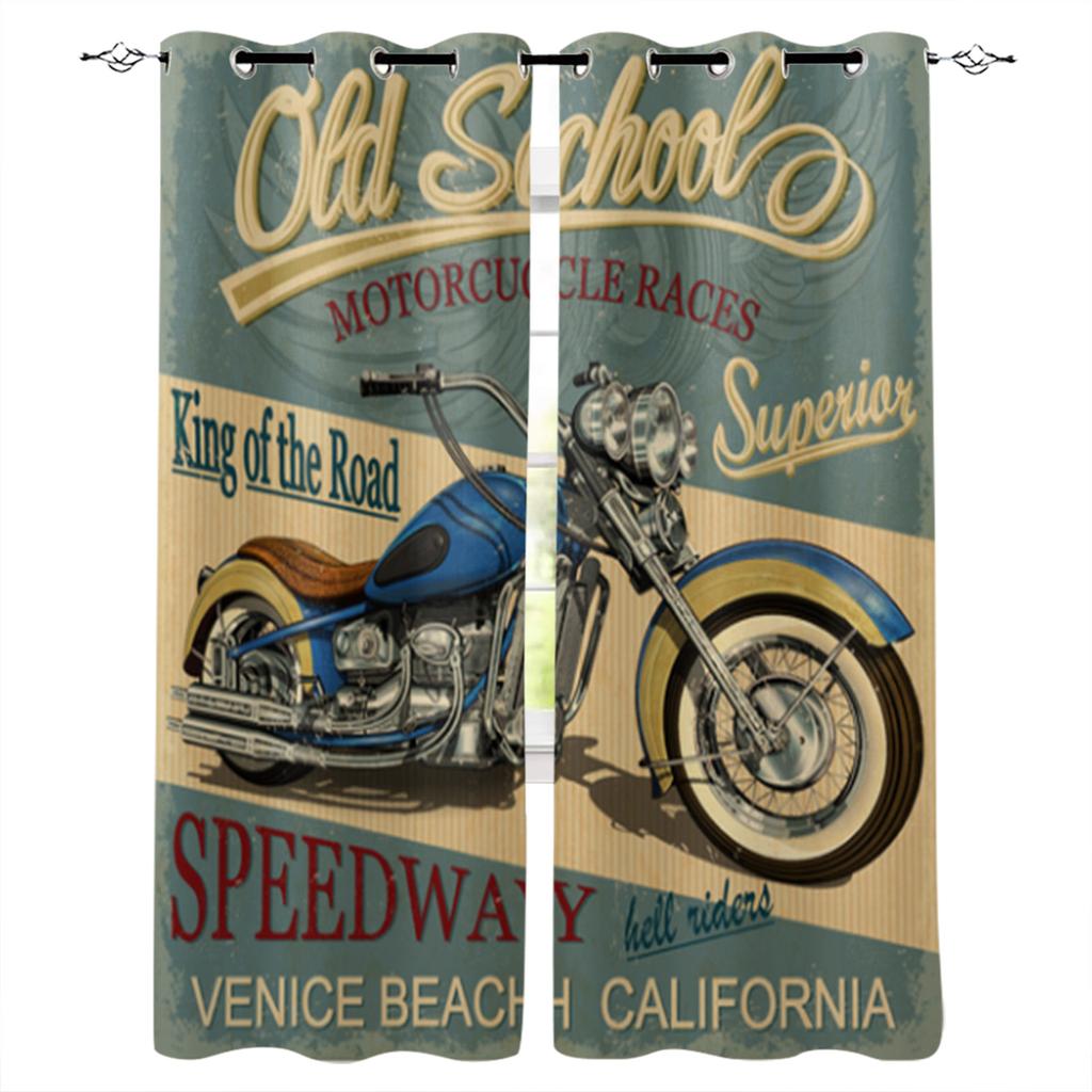 Bedroom Kitchen Curtain Vintage Classic Antique Car Retro Window Curtains for Living Room Decorative Items