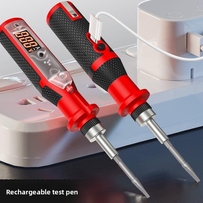 Intelligent Voice Digital Display Voltage Tester Pen, Type-C Rechargeable, Multifunctional Ratcheting Electric Pen with Bits