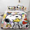 Snoopy Children's Microfibre Duvet Covers 3-Piece for Teenagers adult Duvet Cover Cartoon Comics Bedding with Zip gift Cover