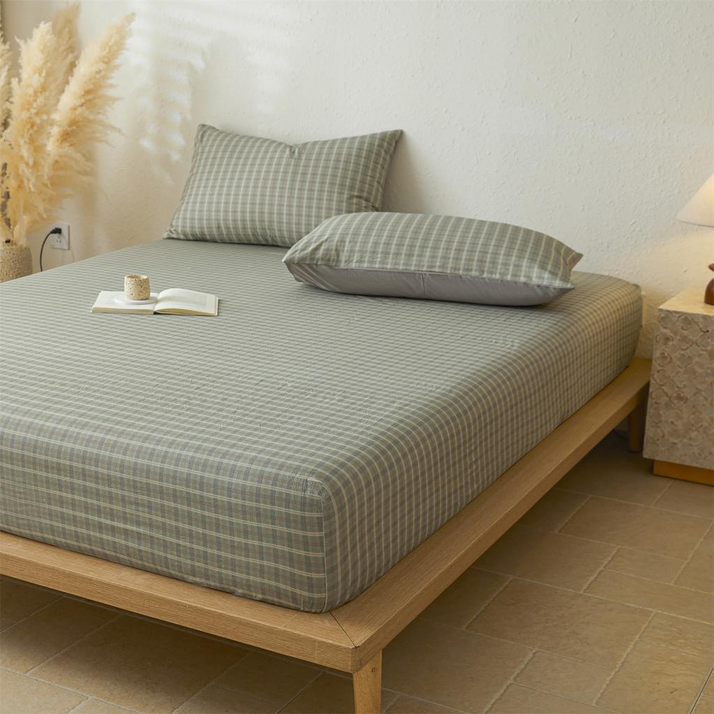 new cotton washed cotton lattice series single bed hat thickened tatami non-slip bed cover single piece fitted sheet