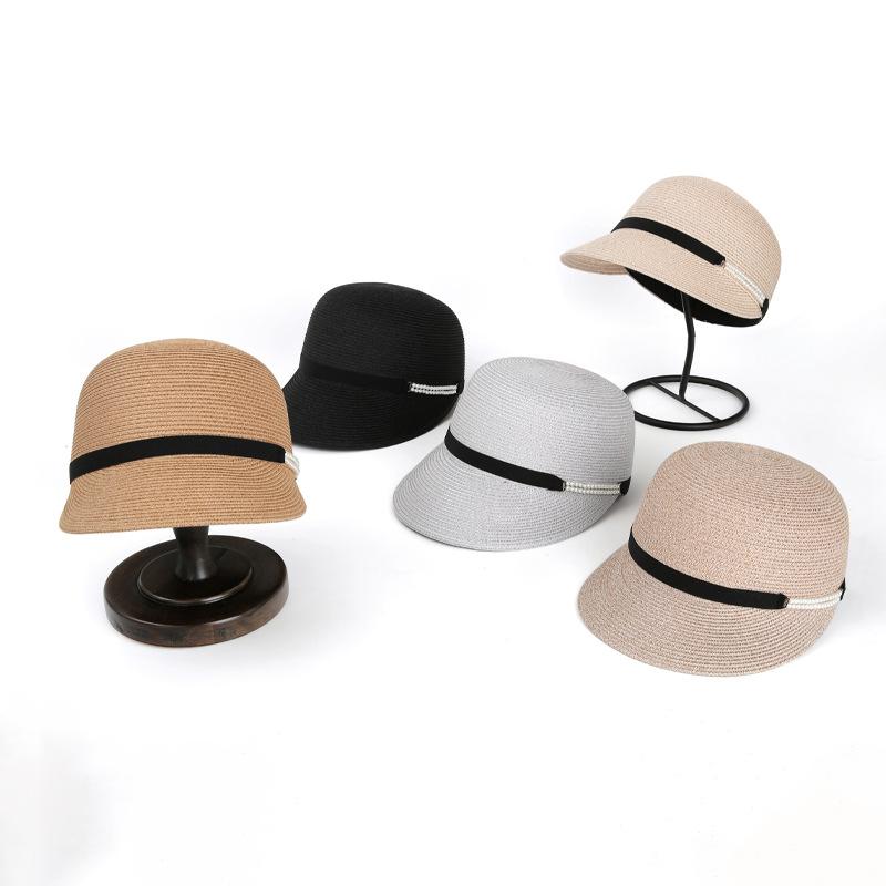 Equestrian Straw Hat Women'S Summer Sunscreen Sunshade Cap Simple Belt Decoration Breathable Versatile