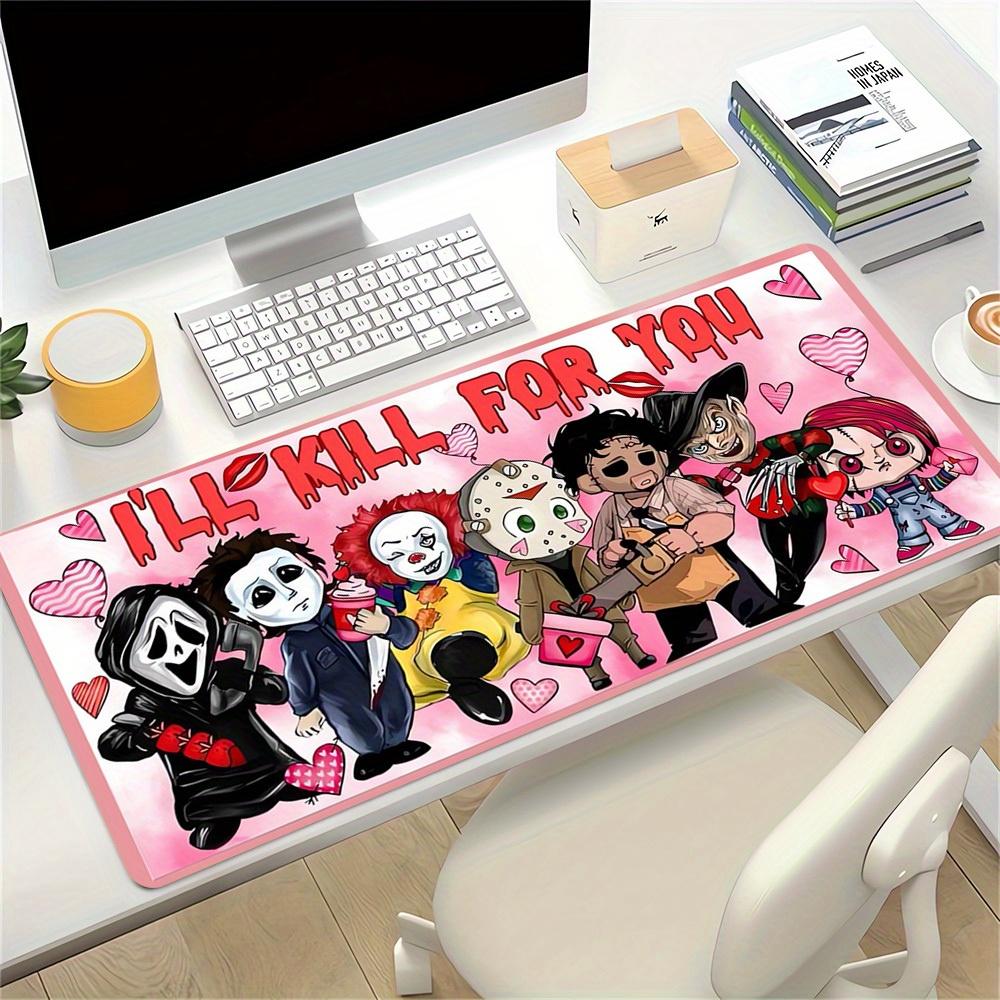 Large Multi-Size Non-Slip Rubber Base Horror, Anime, Characters Mouse Pad, Stitched Edges Keyboard Desk Mat for School, Office, Home, Gift f