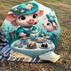 1PC Tea Party Pig Umbrella-8-Rib Reinforced, Automatic Open, Lightweight & Durable, Cute Fashion Accessory for Outdoor-T371