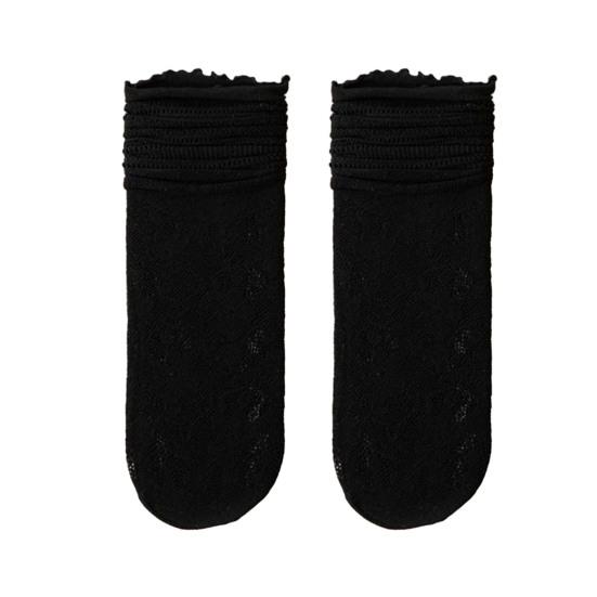 Women's Ruffle Socks Casual Mesh Lace Crew Socks Summer Ultra Thin Frilly Ankle Socks Soft Breathable Knit Socks