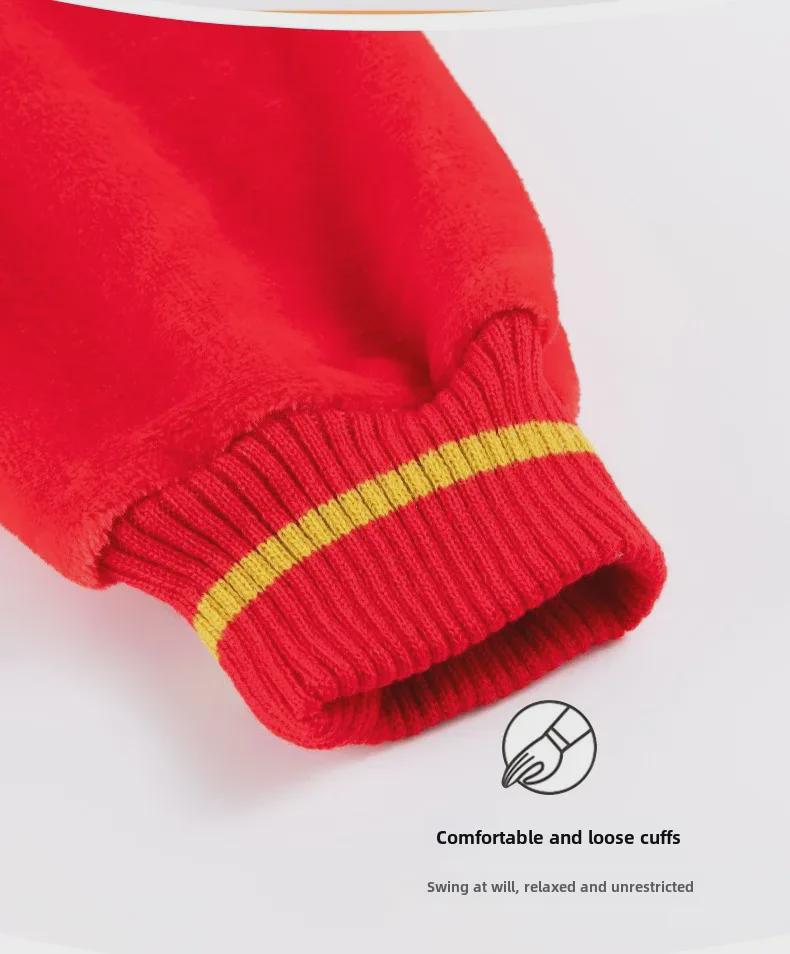 Rode Feestelijke Winter Bruiloft Koppel Pyjama's met Rits - Langharig Koraalfleece