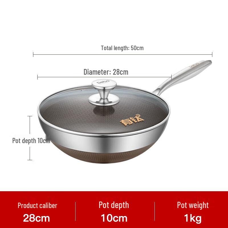Debo 304 Stainless Steel Honeycomb Non-Stick Wok
