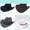 Ethnic Style Cowboy Hat With Brass Rivets For Winter Men Women