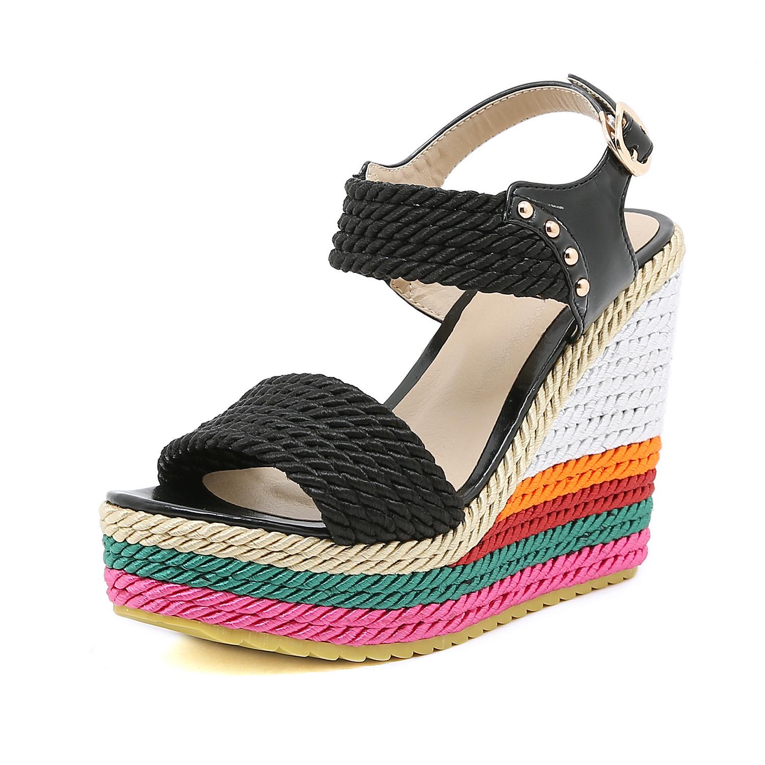 

Fashion Plus Size Shoes for Women Elegant Summer Women Platform Wedges 34-43 Buckle Strap Sandals Women Sandals 2025 Footwear 34