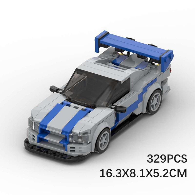 R34 Skyline GTR City MOC Автомобіль Перегони Будівельні блоки Ідеї Швидкість Чемпіон Супер Гонка F1 Технічний автомобіль Цегла Різдвяний подарунок