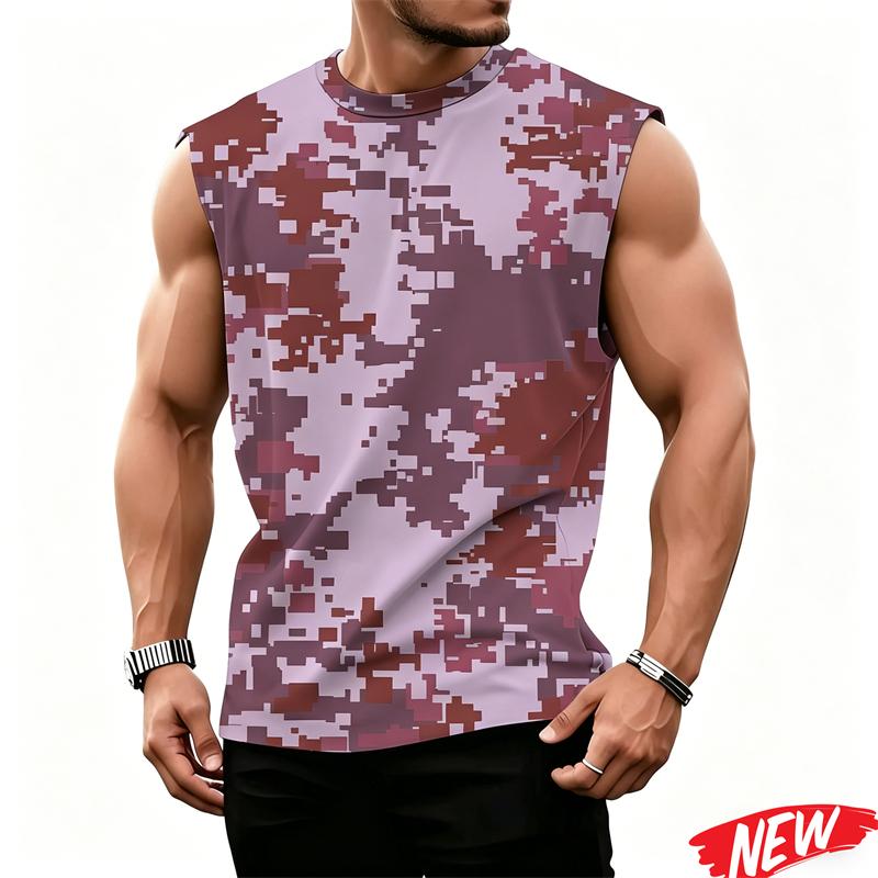 Camouflage Pattern Tank Top For Men Cool 3d Printed Camo Sleeveless T Shirts Summer Casual Tee Street Sports Loose Tank Tops