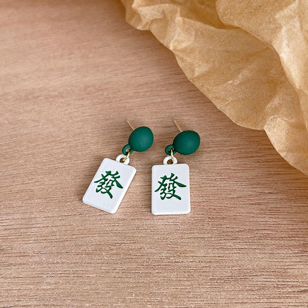 Year Earrings Square Red Female Ear studs Geometric Earrings Mahjong Earrings Korean Style Earrings