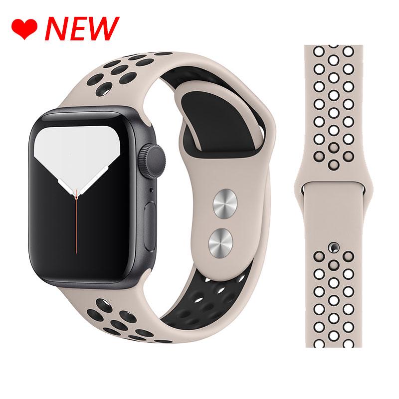 

Новый дышащий силиконовый спортивный ремешок для Apple Watch 5 4 3 2 1 42 мм 38 мм резиновый ремешок-браслет для Iwatch 5 4 3 40 мм 44 мм 38mm and 40mm