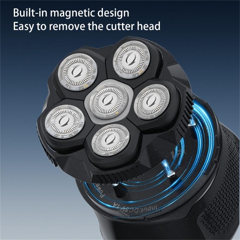 Efficient Men's Bald Head Electric Razors Digital Display Shaver Portable Beard Trimmer for Travel and Home Use