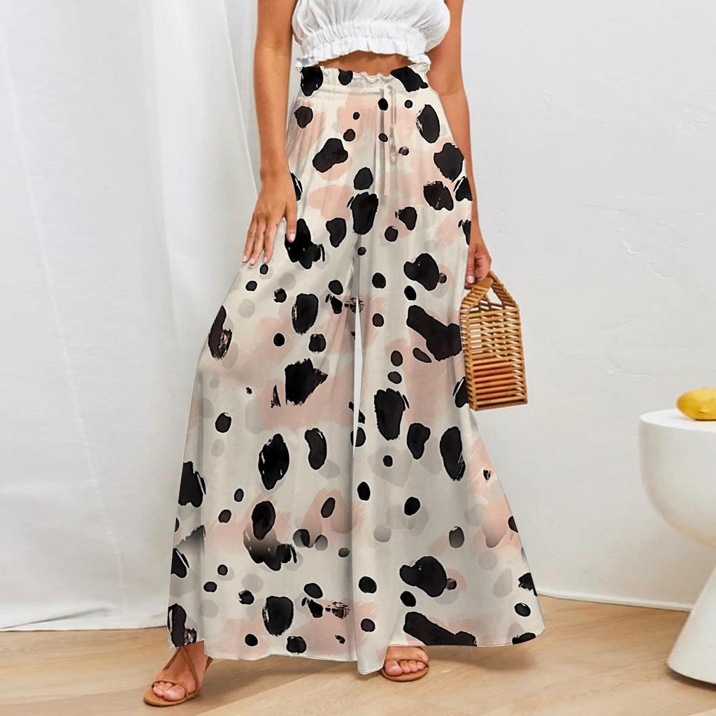 European & American Style Women's Printed Wide-Leg Casual Pants