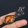 Baltic Amber & Mystic Topaz Pendant, 999 Copper Wire Wrapped Gemstone Jewelry, Handmade Pendant For Mother Day