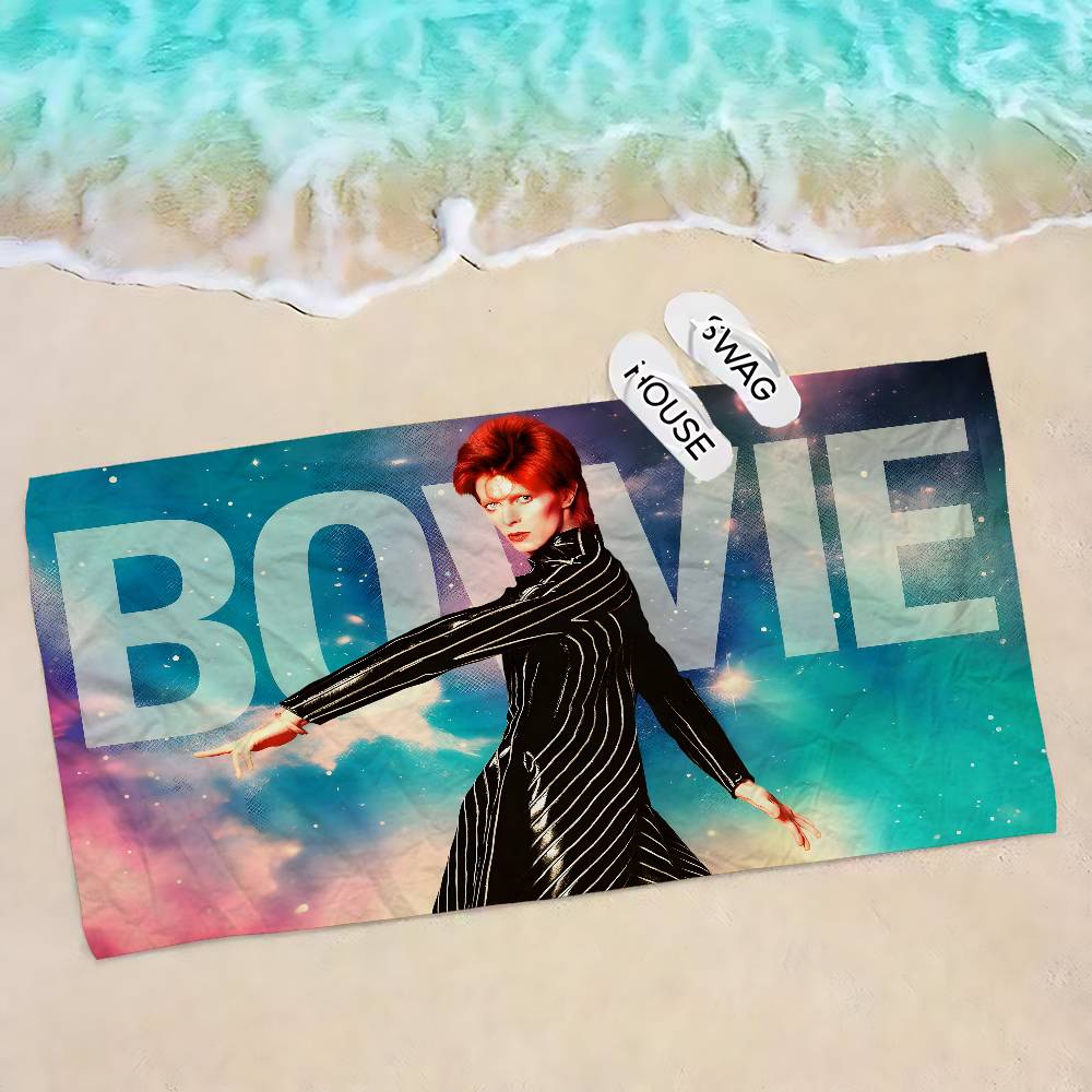D-David B-Bowies Microfiber Printed Beach Towel Mountain Climbing Yoga Beach Swimming Running Absorbent Soft Towel