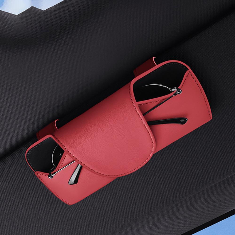 PU Leather Sun Visor Glasses Holder Multi-functional Wear-Resistant Sunshade Plate Organizer Universal Auto Sunglasses Holder
