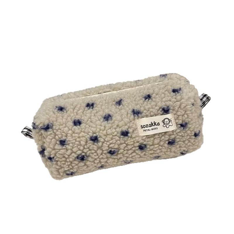 Winter Plush Small Love Pencil Case Student Pencil Pouch Large Capacity Stationery Organizer  Travel Toiletry Bag
