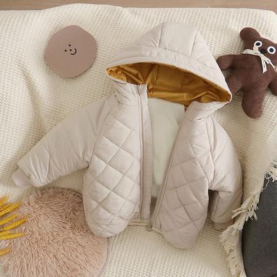 Herbst und Winter, gepolsterte Kinderkleidung aus Baumwolle für Jungen und Mädchen, gepolsterte Baumwollkleidung für neutralen Samt, warmer Mantel für Kinder, Diamant-Plaid