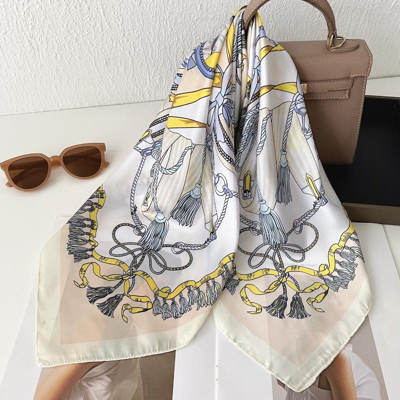 Women Korean Style Knot Print Versatile Small Square Scarf Fashion Decorative Neck Scarf